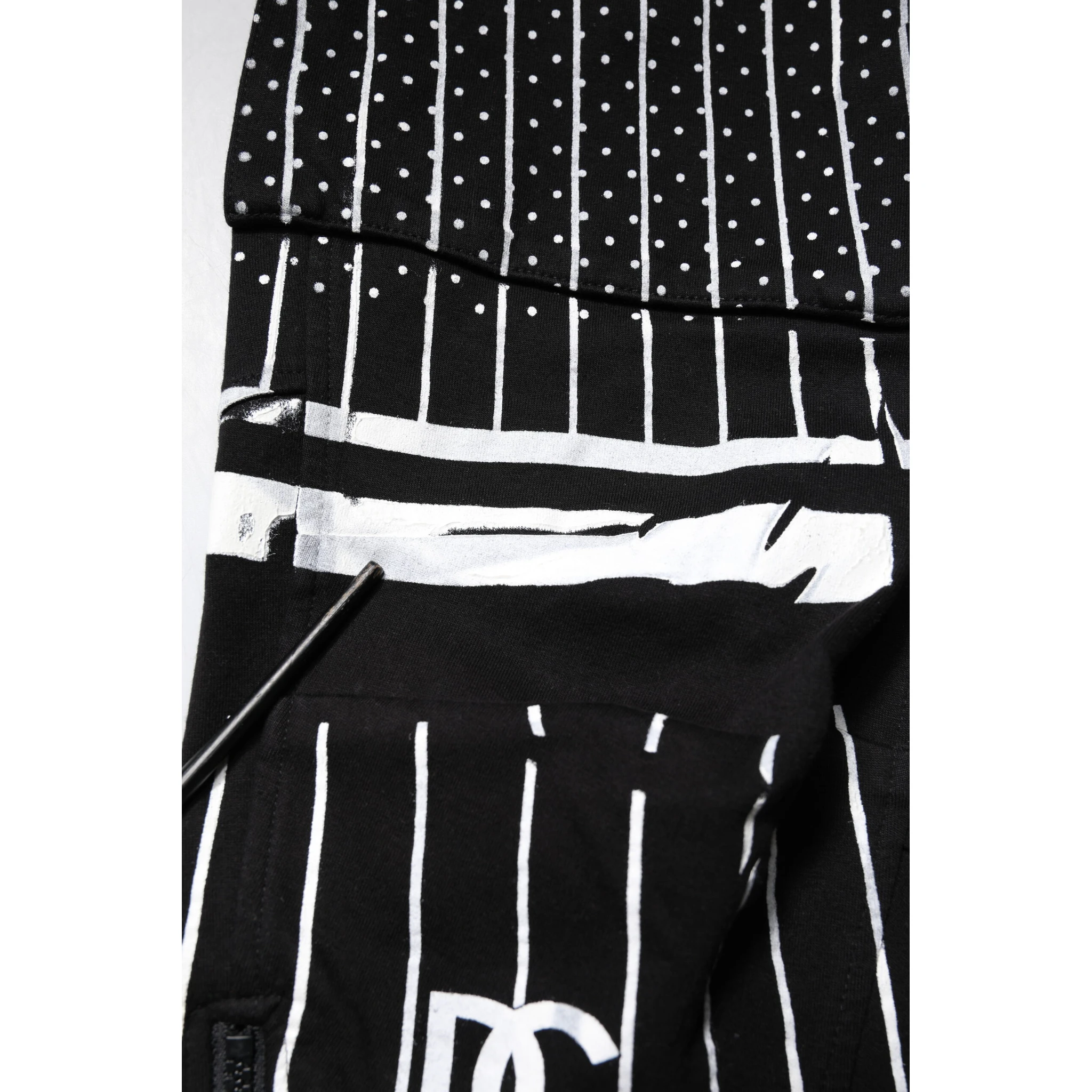 Black Polka Dot Stripes Cargo Jogger Sweatpants Pants