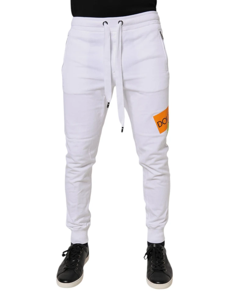 White Logo Tape Jogger Cotton Sweatpants Pants