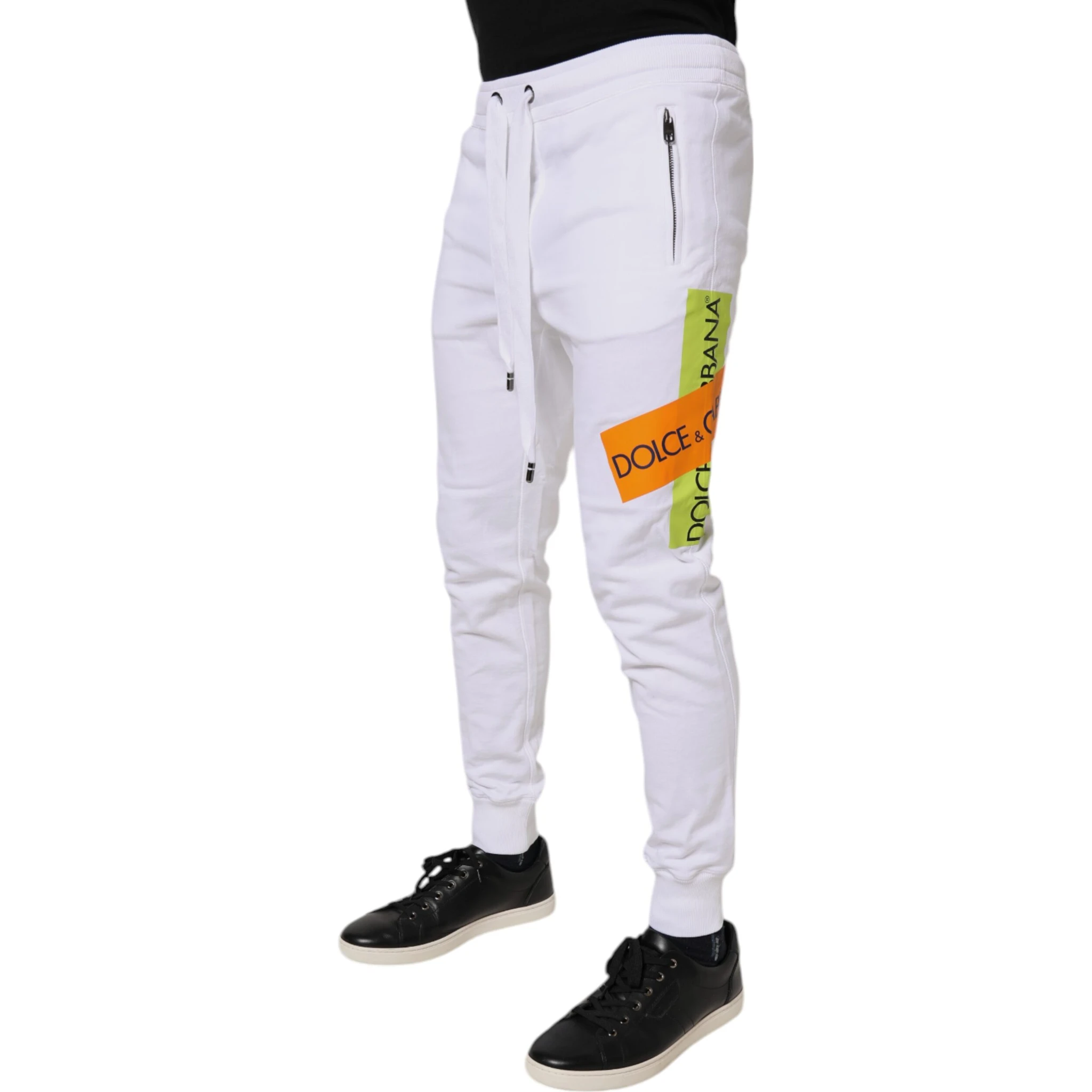 White Logo Tape Jogger Cotton Sweatpants Pants