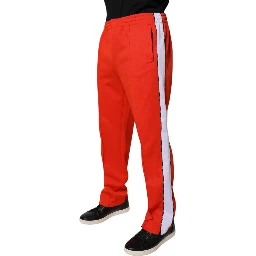 Red White Mid Waist Men Jogger Sweatpants Pants