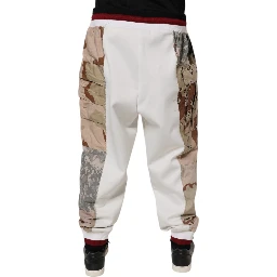White Camouflage Patchwork Sweatpants Pants