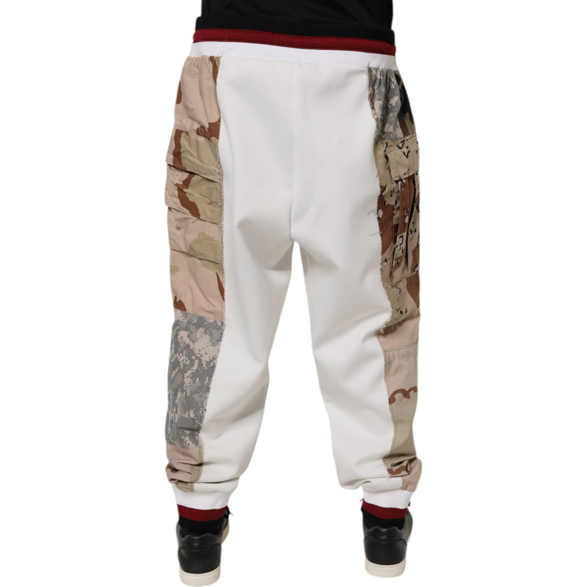 White Camouflage Patchwork Sweatpants Pants
