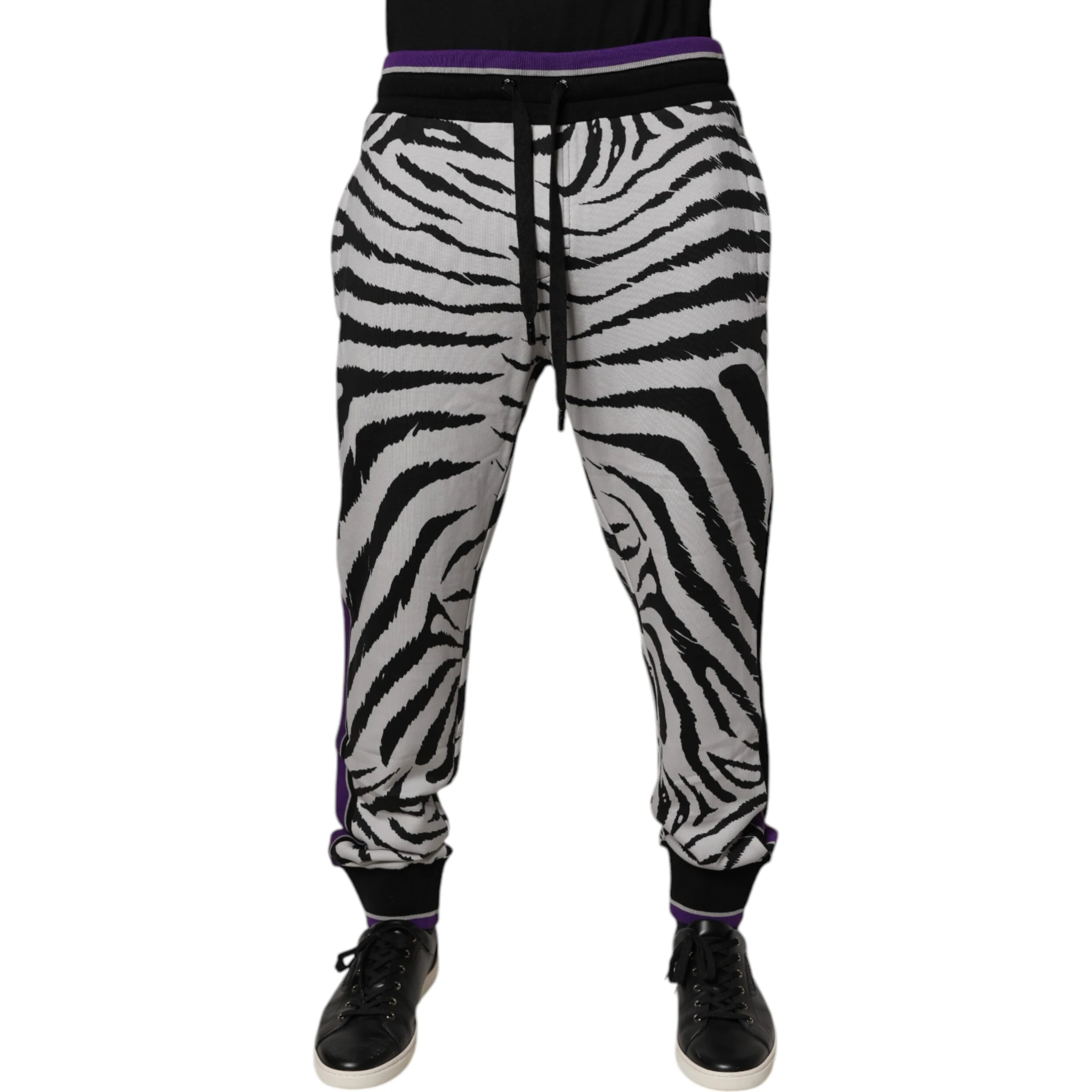 Black White Zebra Men Jogger Sweatpants Pants