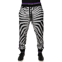 Black White Zebra Men Jogger Sweatpants Pants
