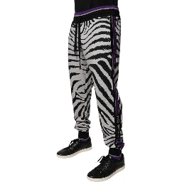 Black White Zebra Men Jogger Sweatpants Pants