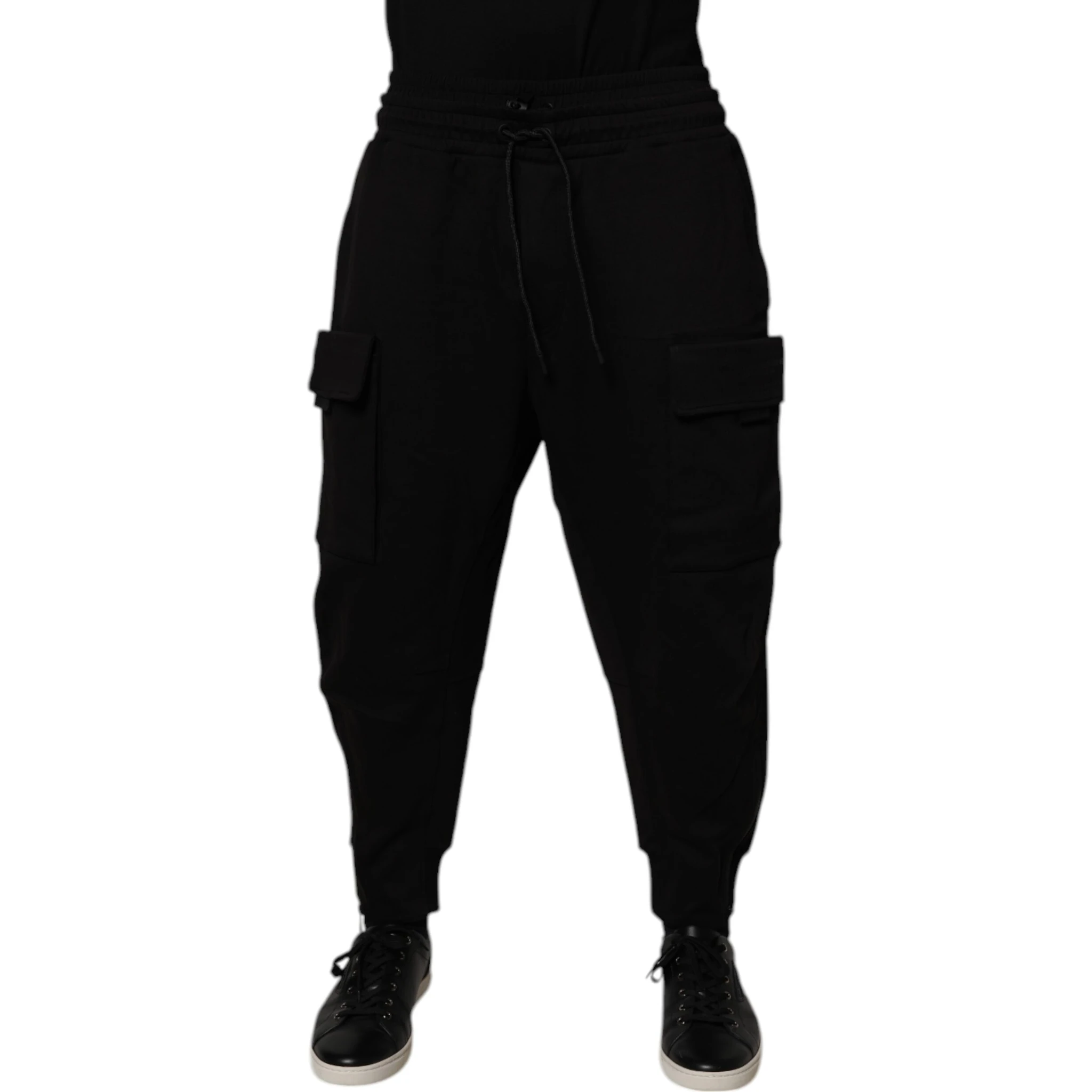 Black Cotton Men Cargo Jogger Sweatpants Pants