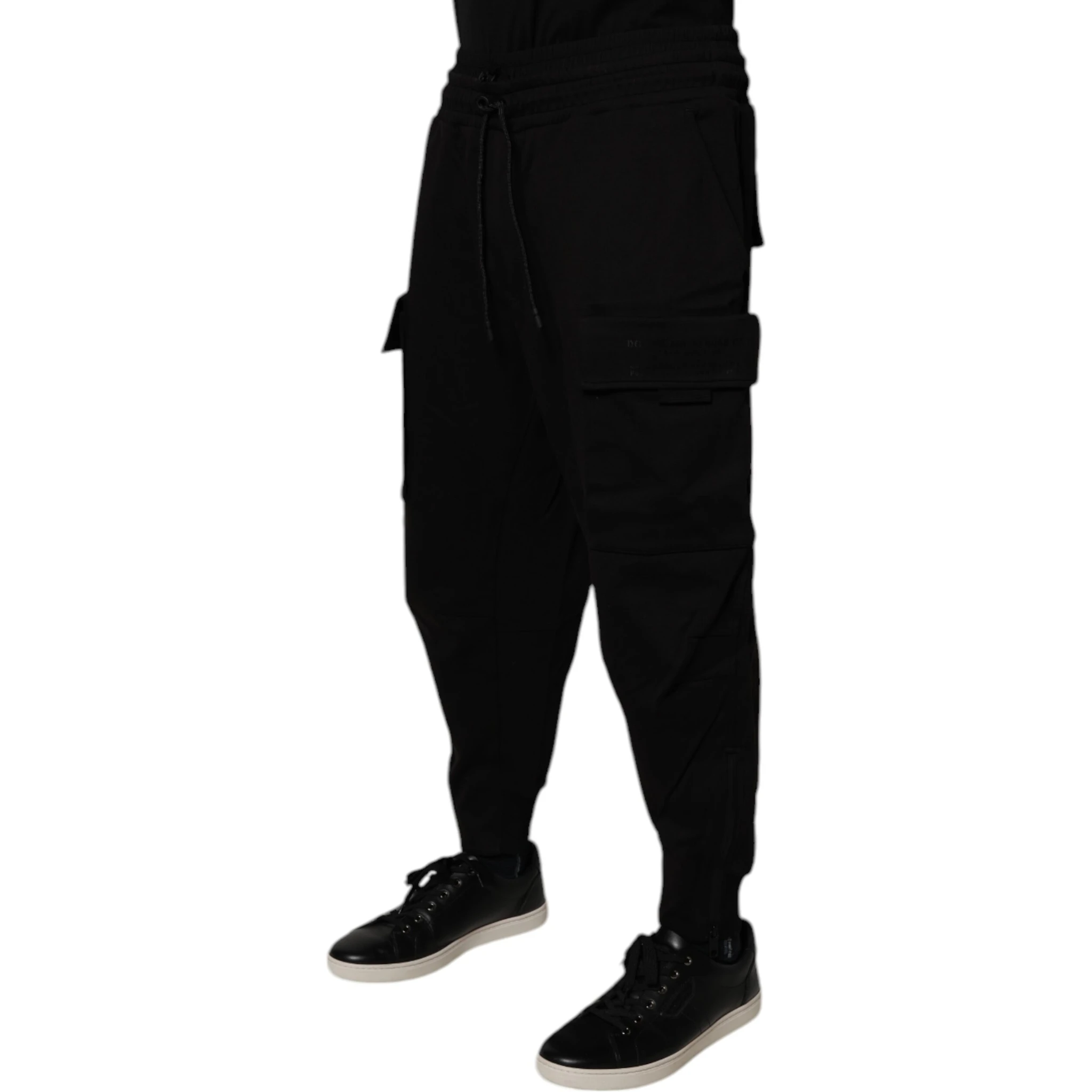 Black Cotton Men Cargo Jogger Sweatpants Pants