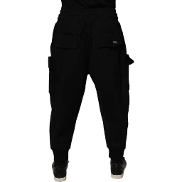 Black Cotton Men Cargo Jogger Sweatpants Pants
