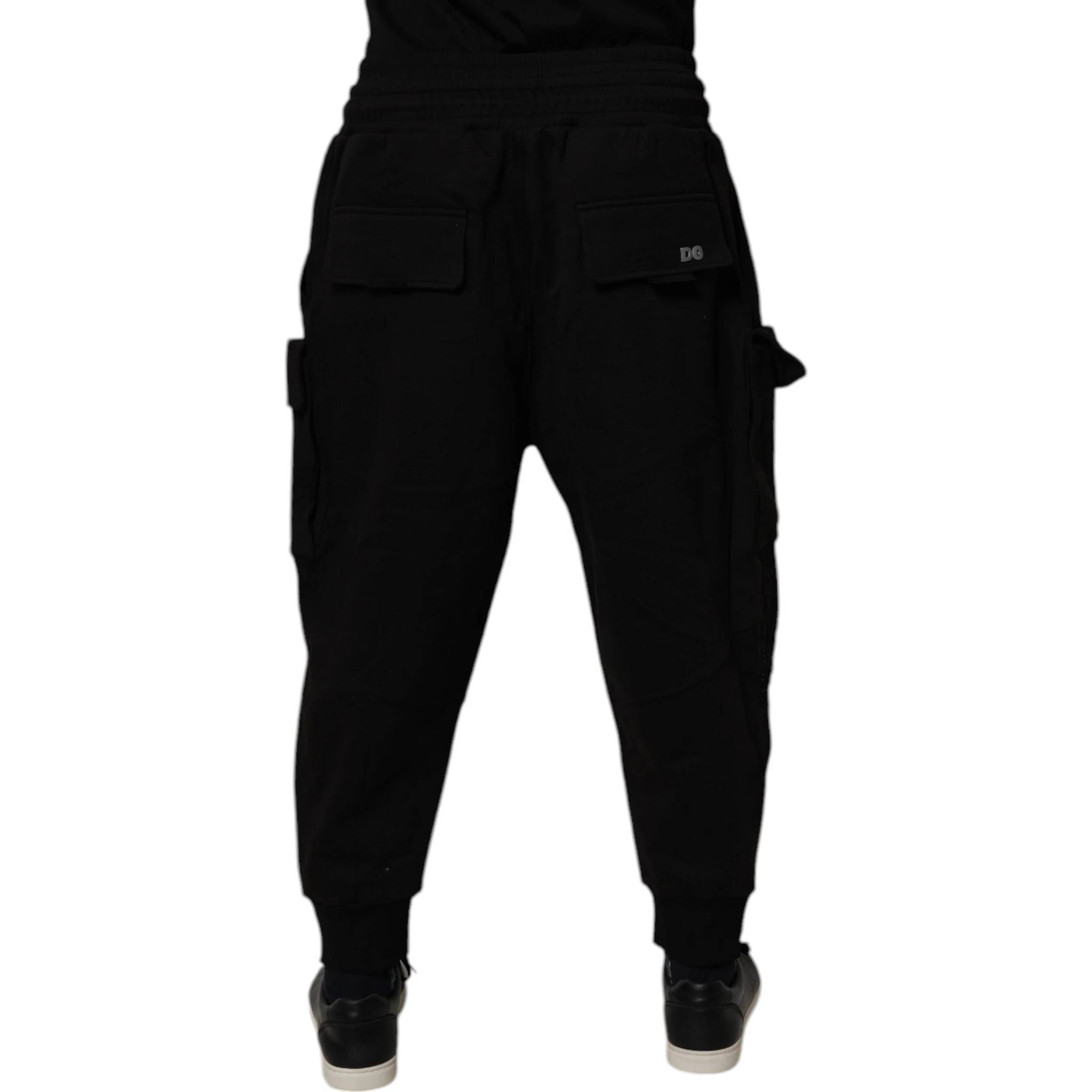 Black Cotton Men Cargo Jogger Sweatpants Pants