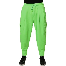 Neon Green Cargo Jogger Men Sweatpants Pants