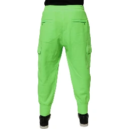 Neon Green Cargo Jogger Men Sweatpants Pants