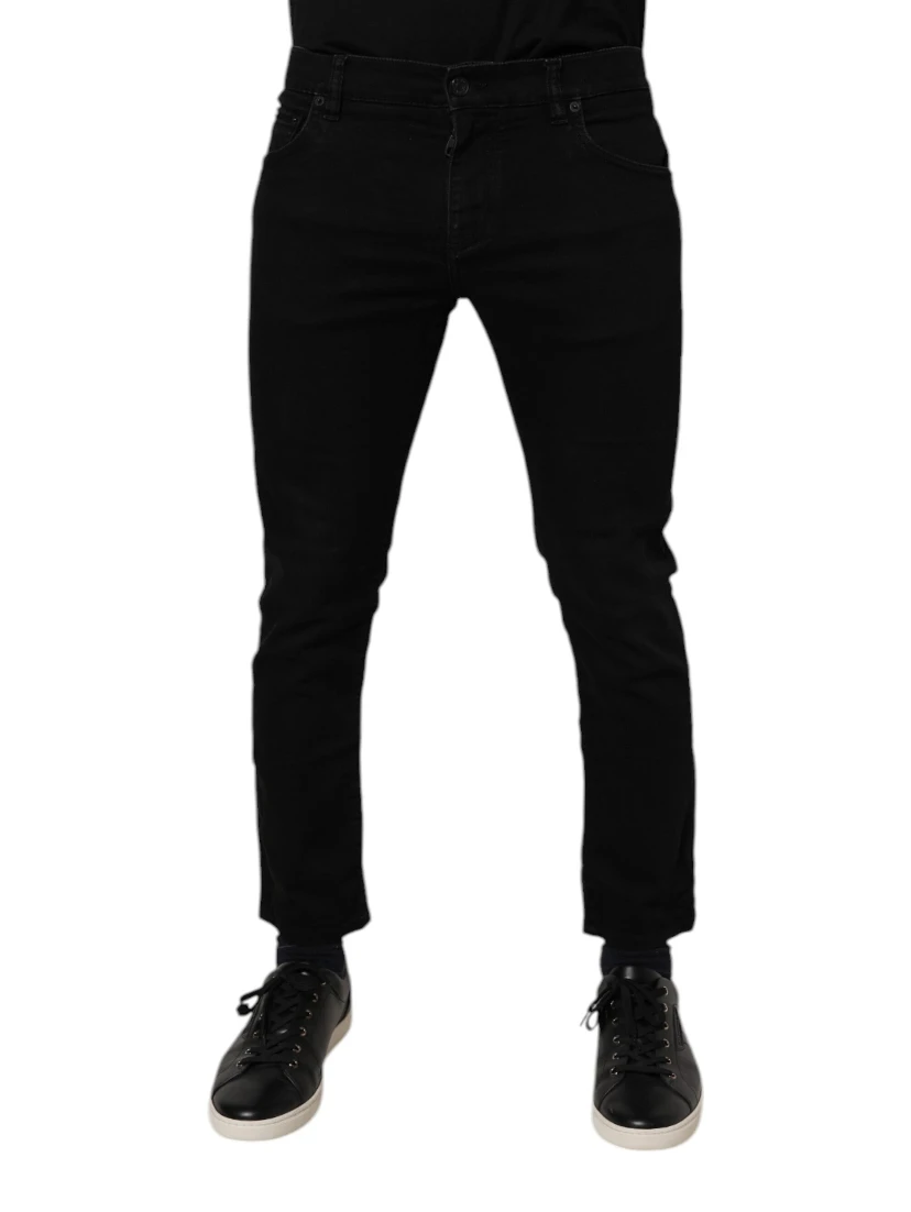 Black Cotton Stretch Skinny Men Denim Jeans