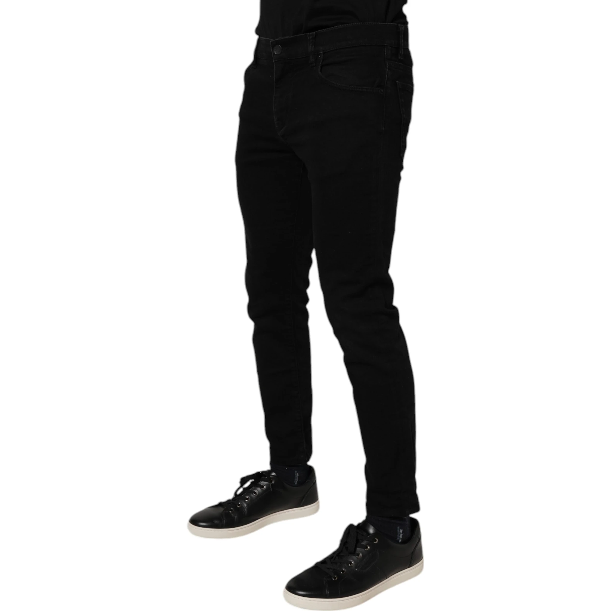 Black Cotton Stretch Skinny Men Denim Jeans