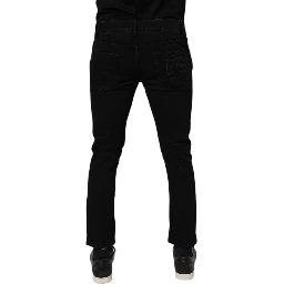 Black Cotton Stretch Skinny Men Denim Jeans