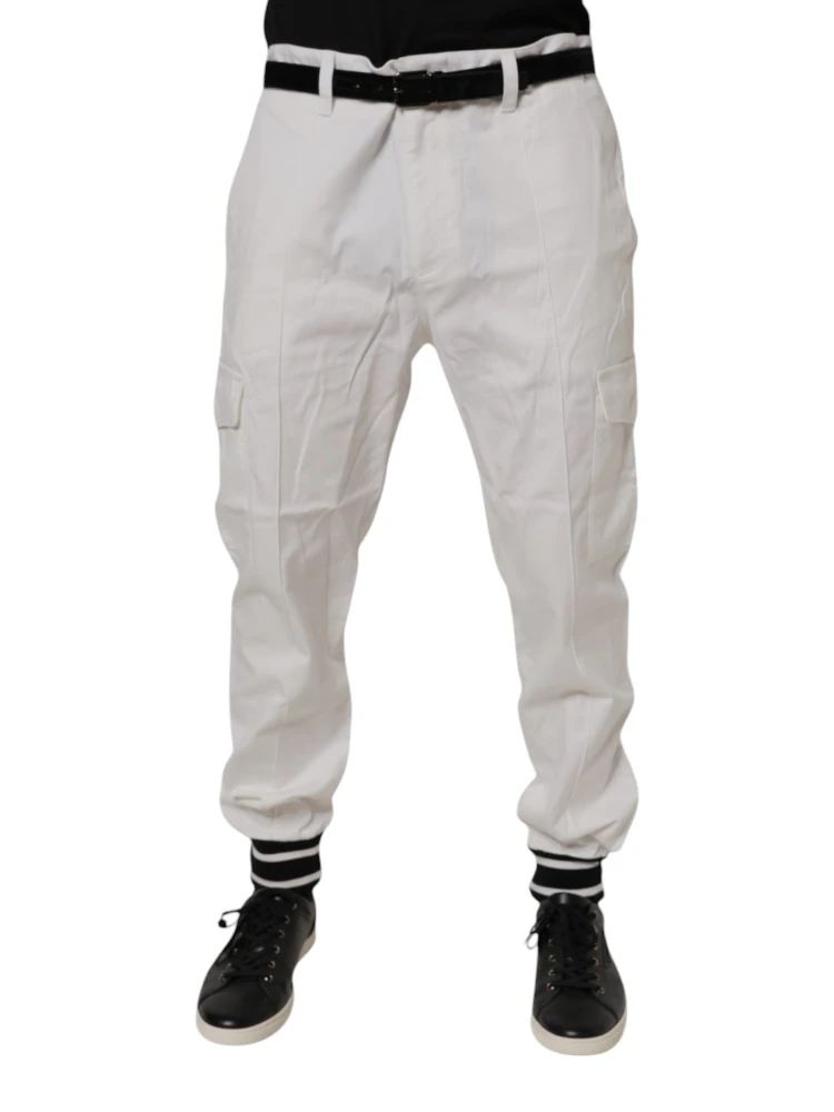 White Cotton Jogger Cargo Skinny Pants alternative