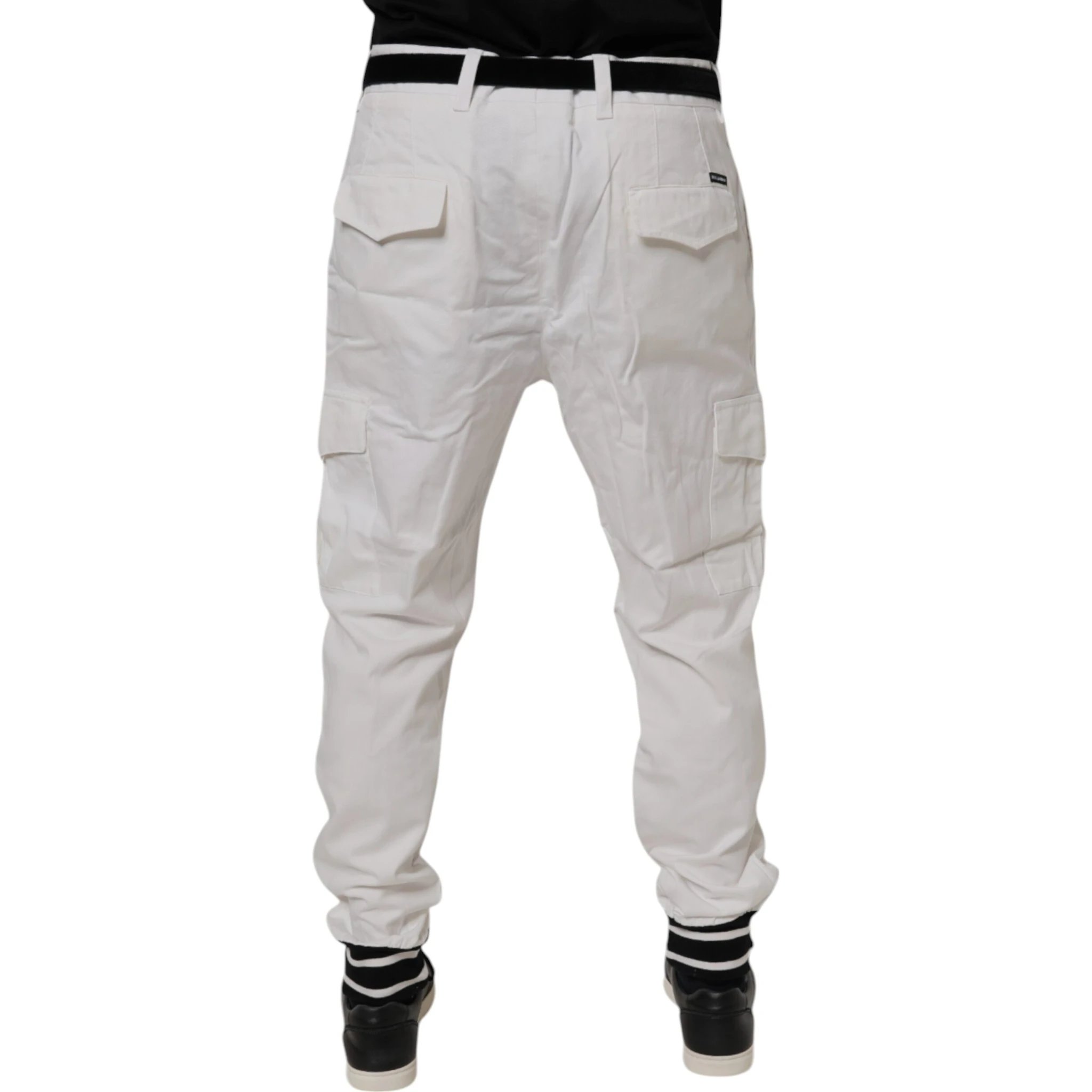 White Cotton Jogger Cargo Skinny Pants