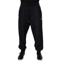 Black Jacquard Cotton Jogger Sweatpants Pants