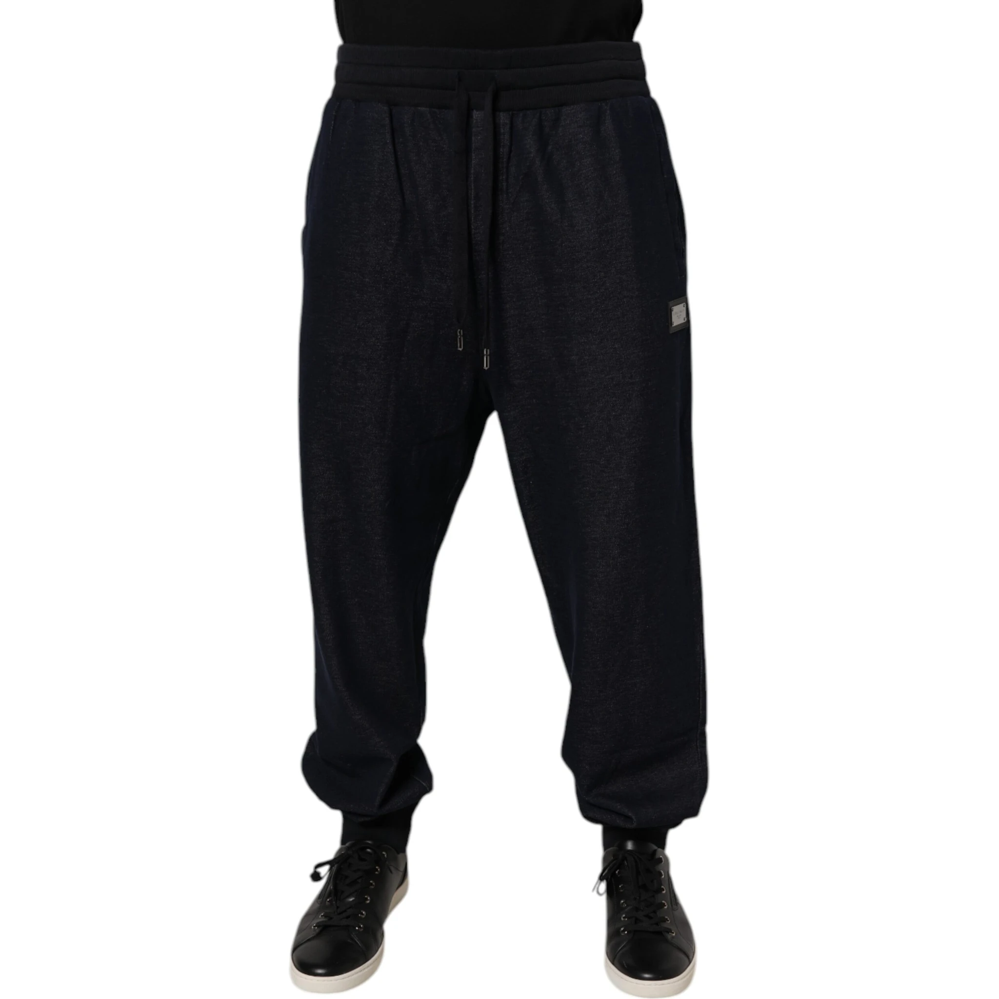 Black Jacquard Cotton Jogger Sweatpants Pants