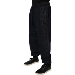 Black Jacquard Cotton Jogger Sweatpants Pants
