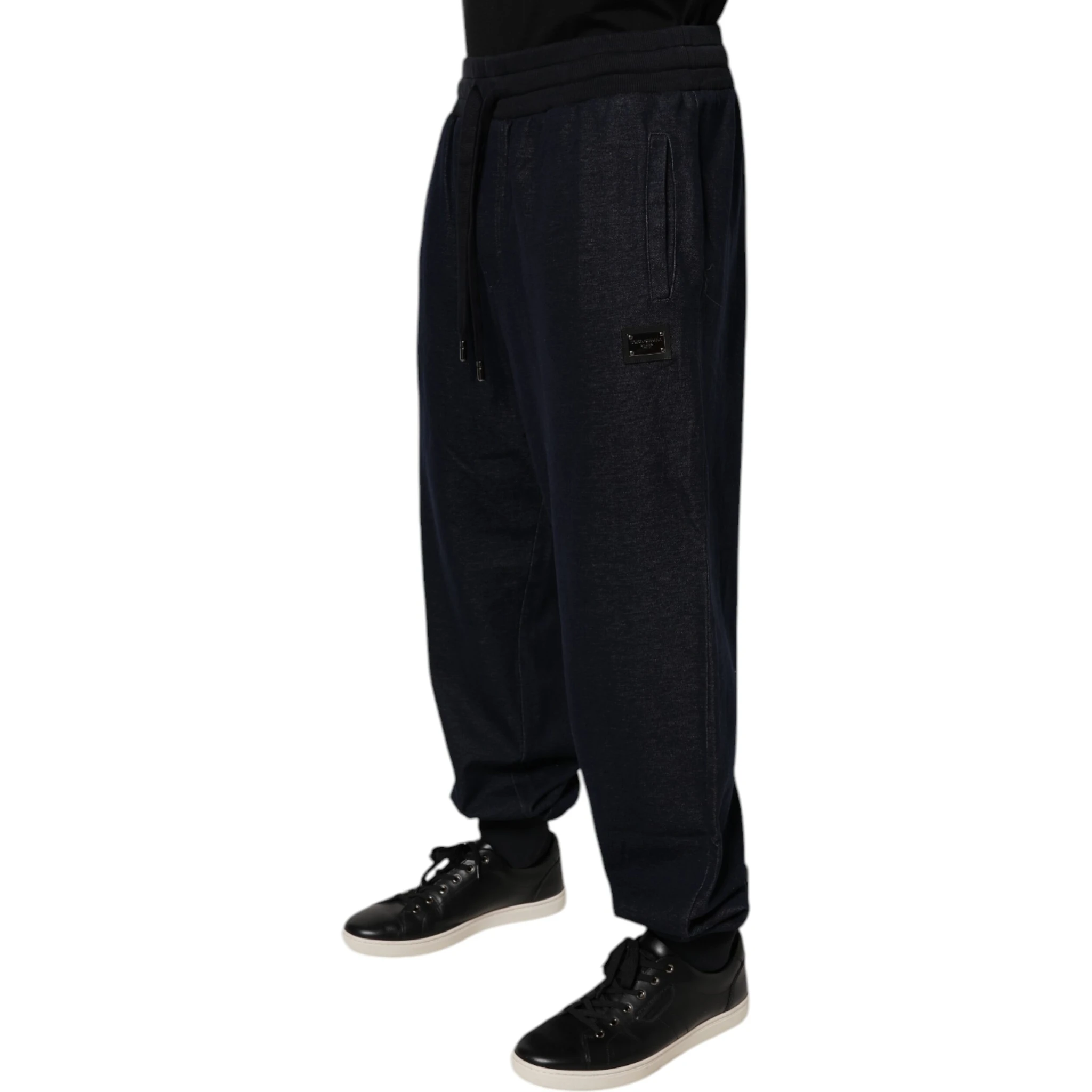 Black Jacquard Cotton Jogger Sweatpants Pants