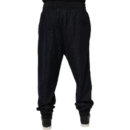 Black Jacquard Cotton Jogger Sweatpants Pants