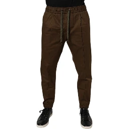 Brown Cotton Stretch Jogger Sweatpants Pants