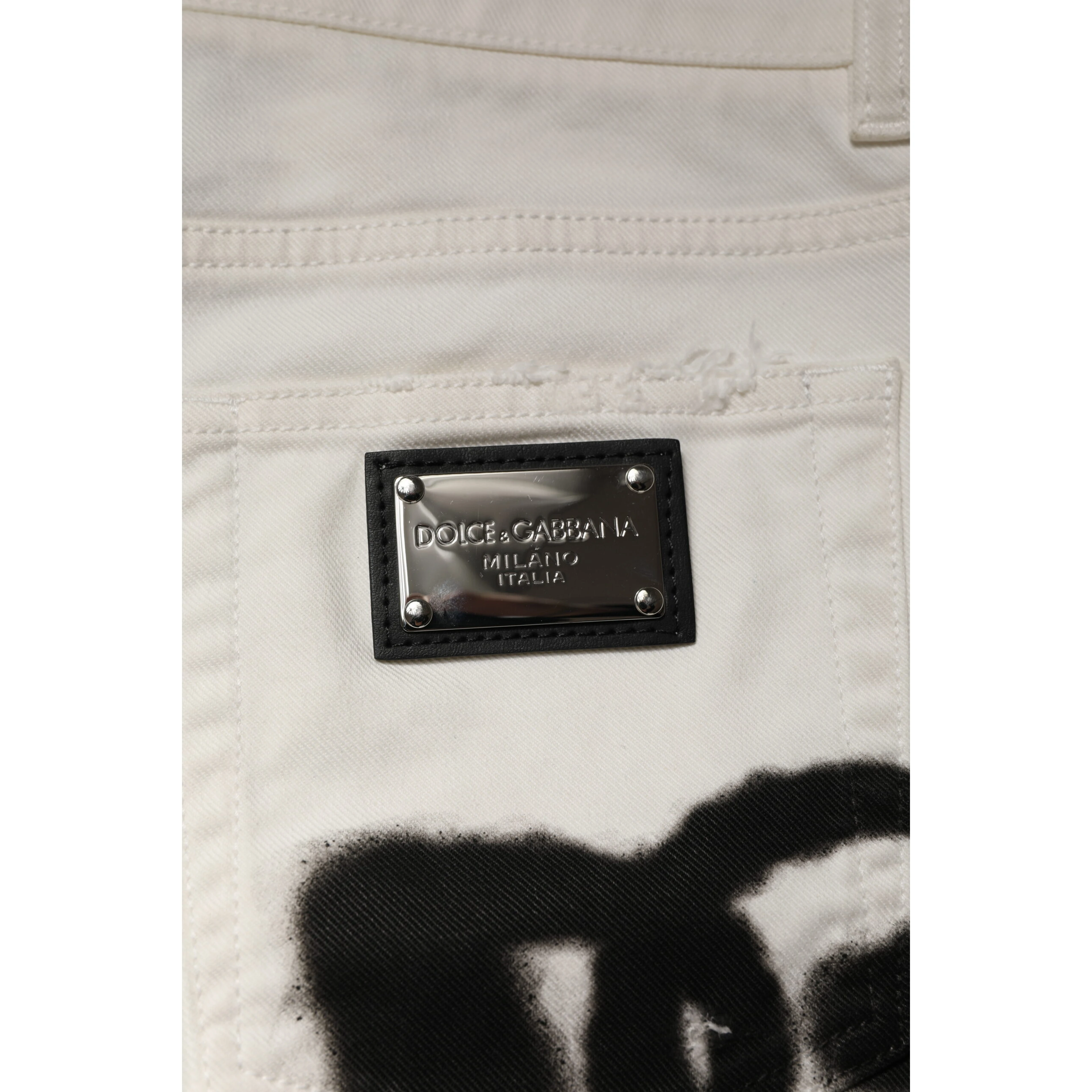White Tattered Graffiti Skinny Denim Jeans
