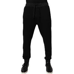 Black Logo Men Jogger Cotton Sweatpants Pants