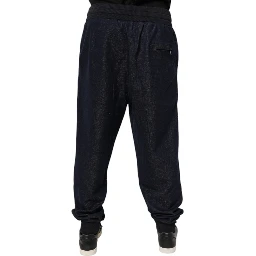 Black Jacquard Jogger Men Sweatpants Pants