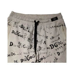 White Logo Print Men Skinny Sweatpants Pants