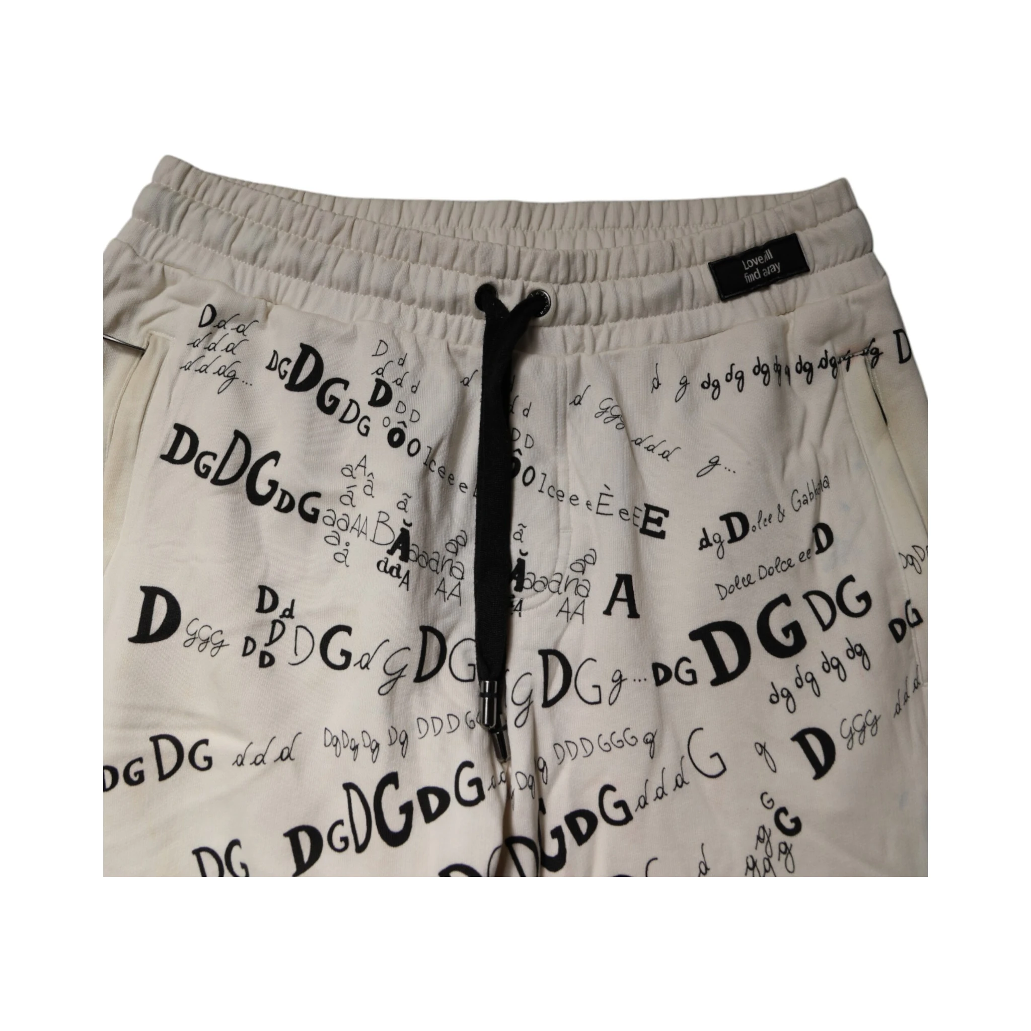 White Logo Print Men Skinny Sweatpants Pants