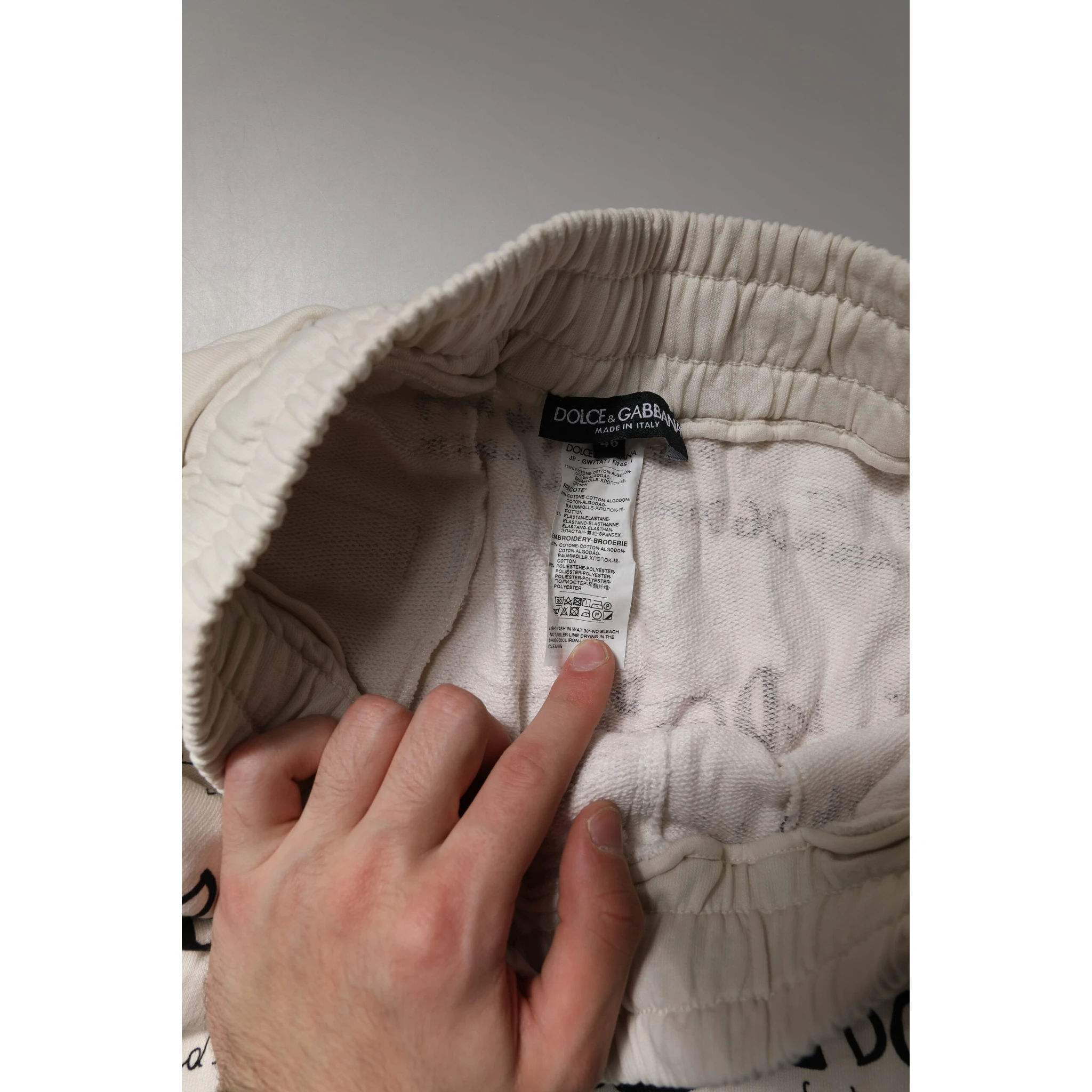 White Logo Print Men Skinny Sweatpants Pants