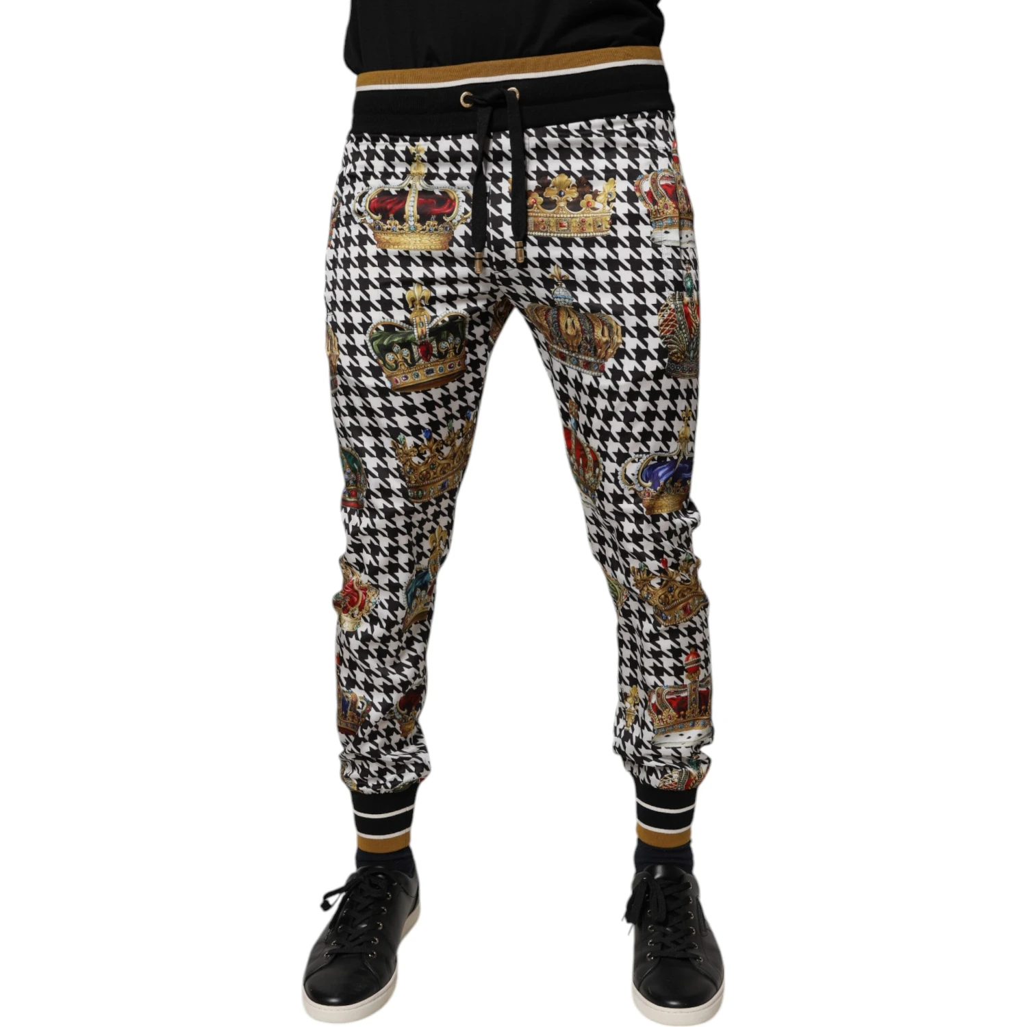 Multicolor Houndstooth Crown Men Sweatpants Pants