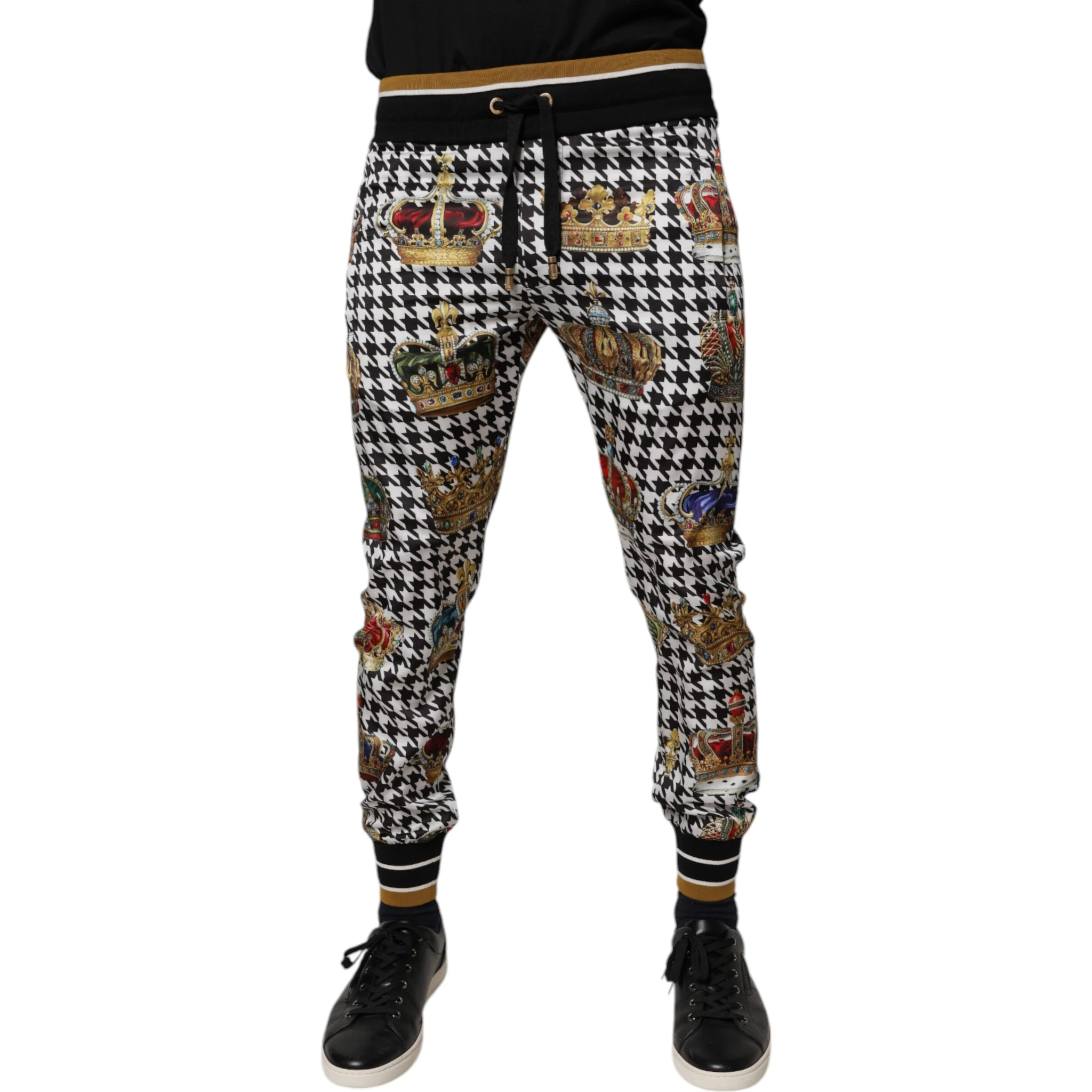 Multicolor Houndstooth Crown Men Sweatpants Pants