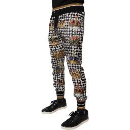 Multicolor Houndstooth Crown Men Sweatpants Pants