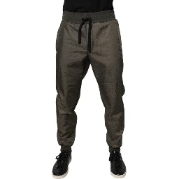 Brown Lambskin Leather Men Sweatpants Pants