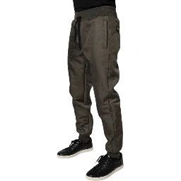Brown Lambskin Leather Men Sweatpants Pants