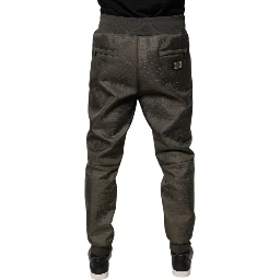 Brown Lambskin Leather Men Sweatpants Pants