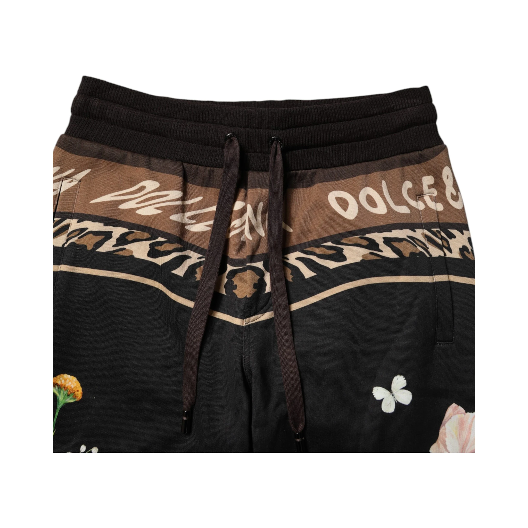 Black Floral Cotton Jogger Sweatpants Pants