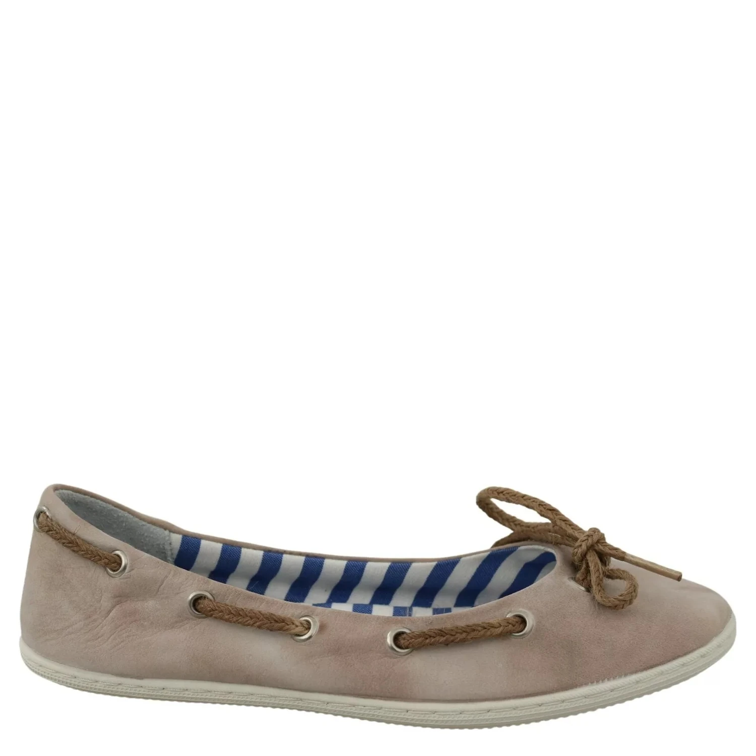 Beige Suede Lace Bow Loafers Ballet Flat Shoes