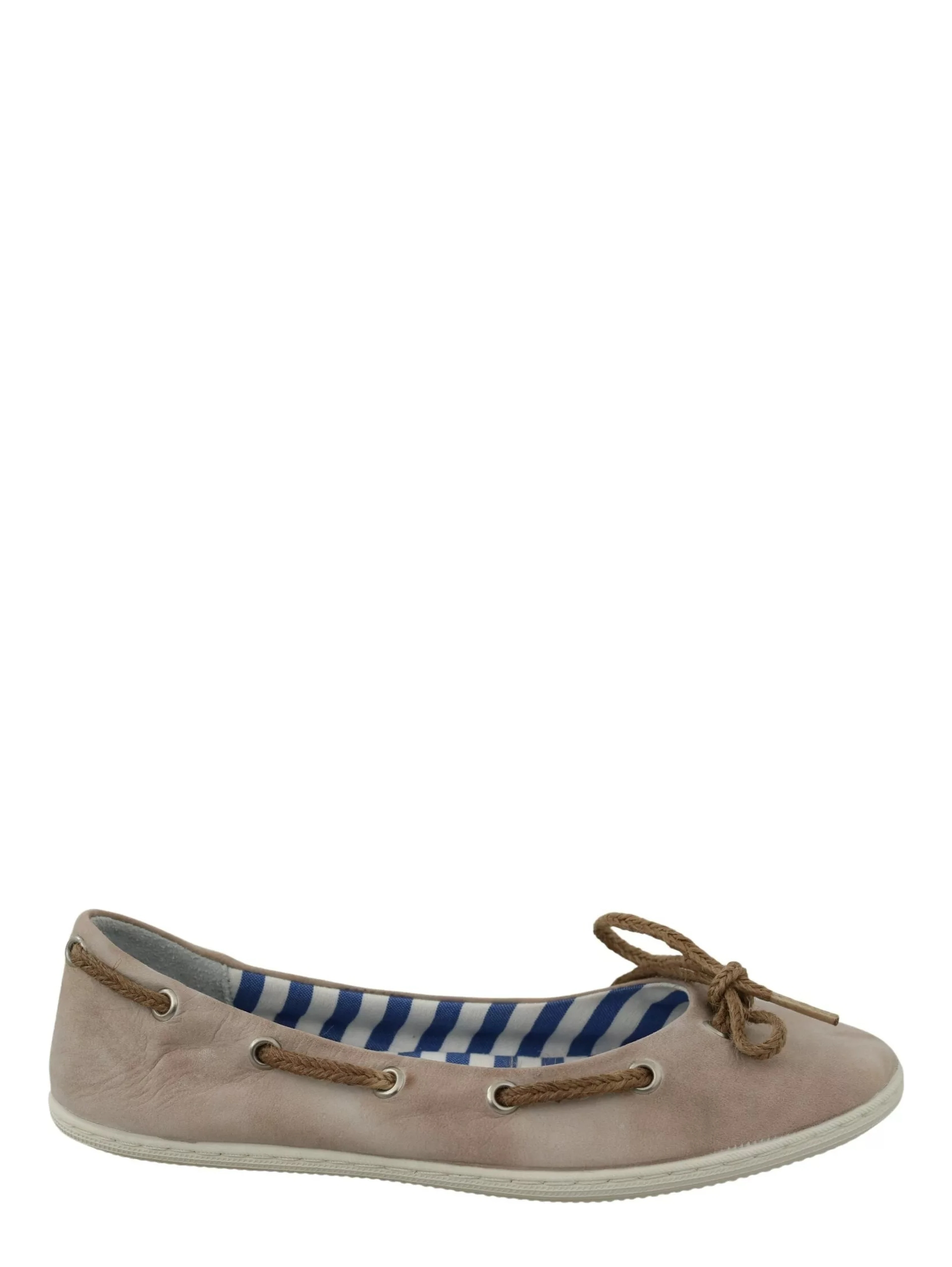 Beige Suede Lace Bow Loafers Ballet Flat Shoes