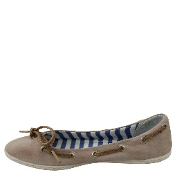 Beige Suede Lace Bow Loafers Ballet Flat Shoes