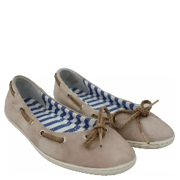 Beige Suede Lace Bow Loafers Ballet Flat Shoes