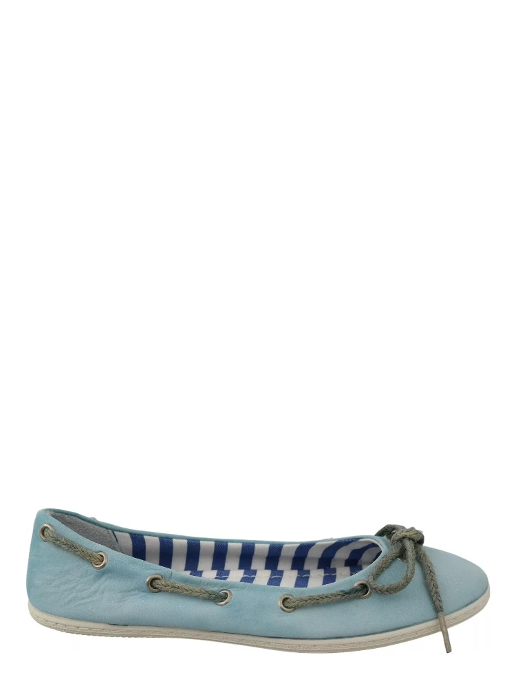 Sky Blue Suede Lace Bow Loafers Ballet Flat Shoes