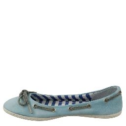 Sky Blue Suede Lace Bow Loafers Ballet Flat Shoes