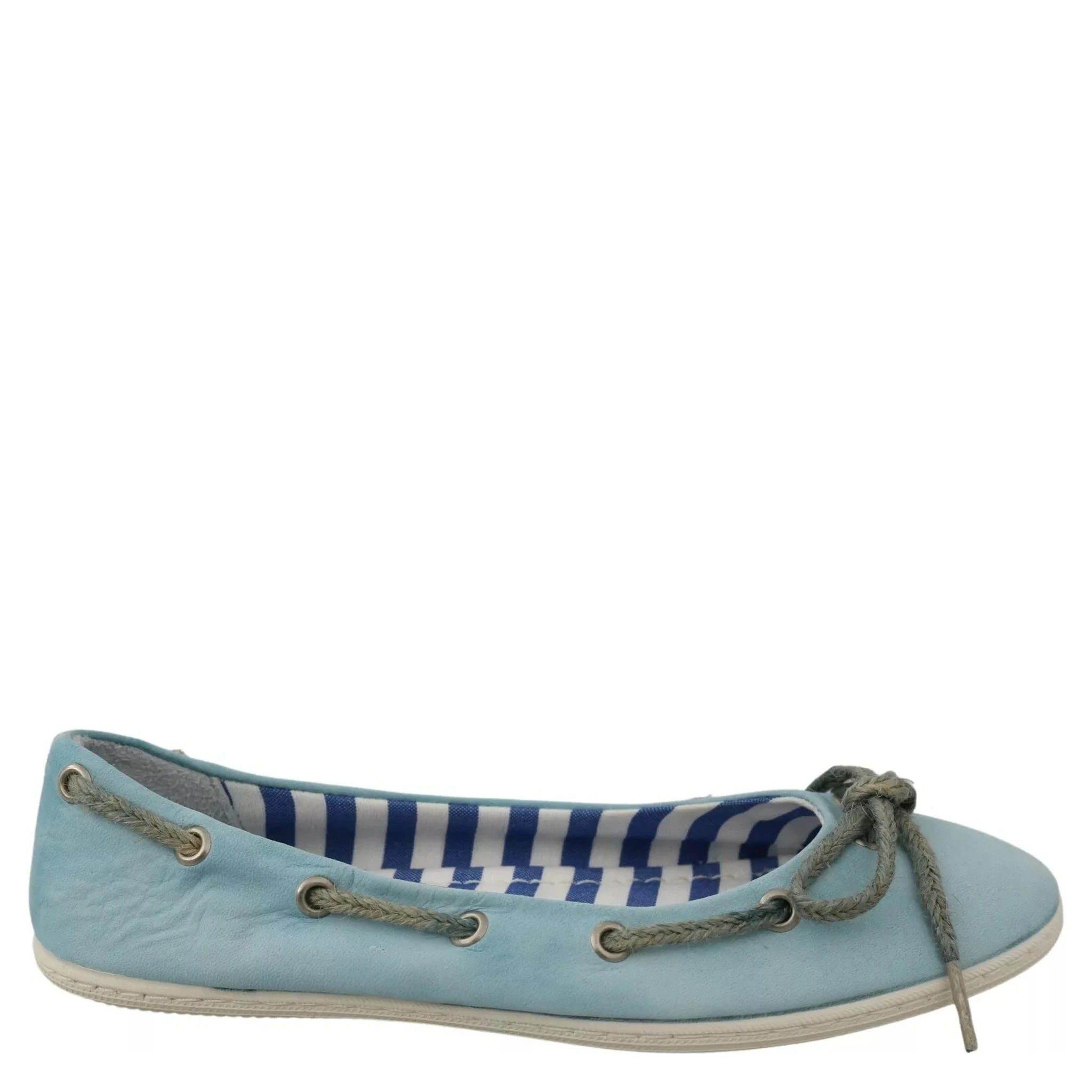 Sky Blue Suede Lace Bow Loafers Ballet Flat Shoes