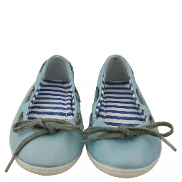 Sky Blue Suede Lace Bow Loafers Ballet Flat Shoes