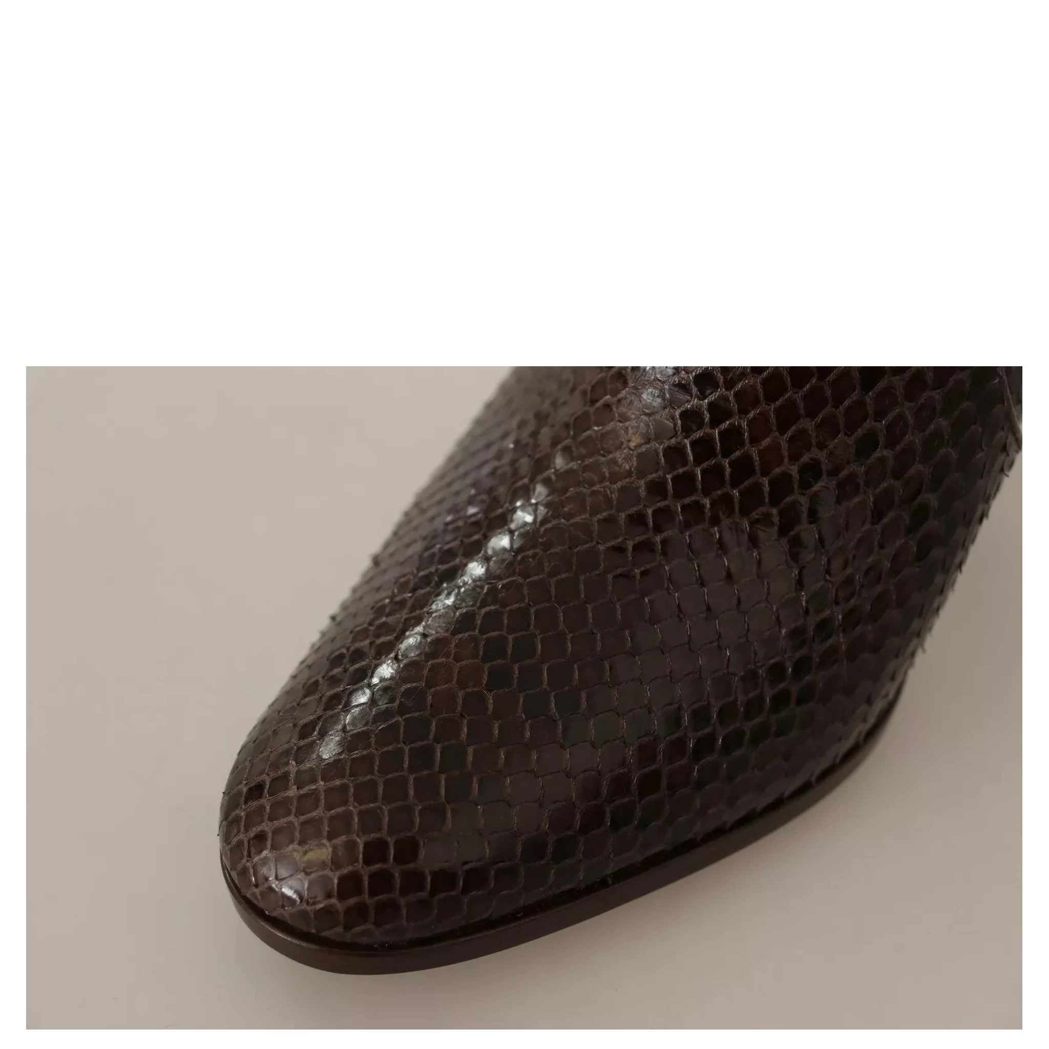 Brown Exotic Leather Heels High Boots Shoes