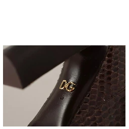 Brown Exotic Leather Heels High Boots Shoes