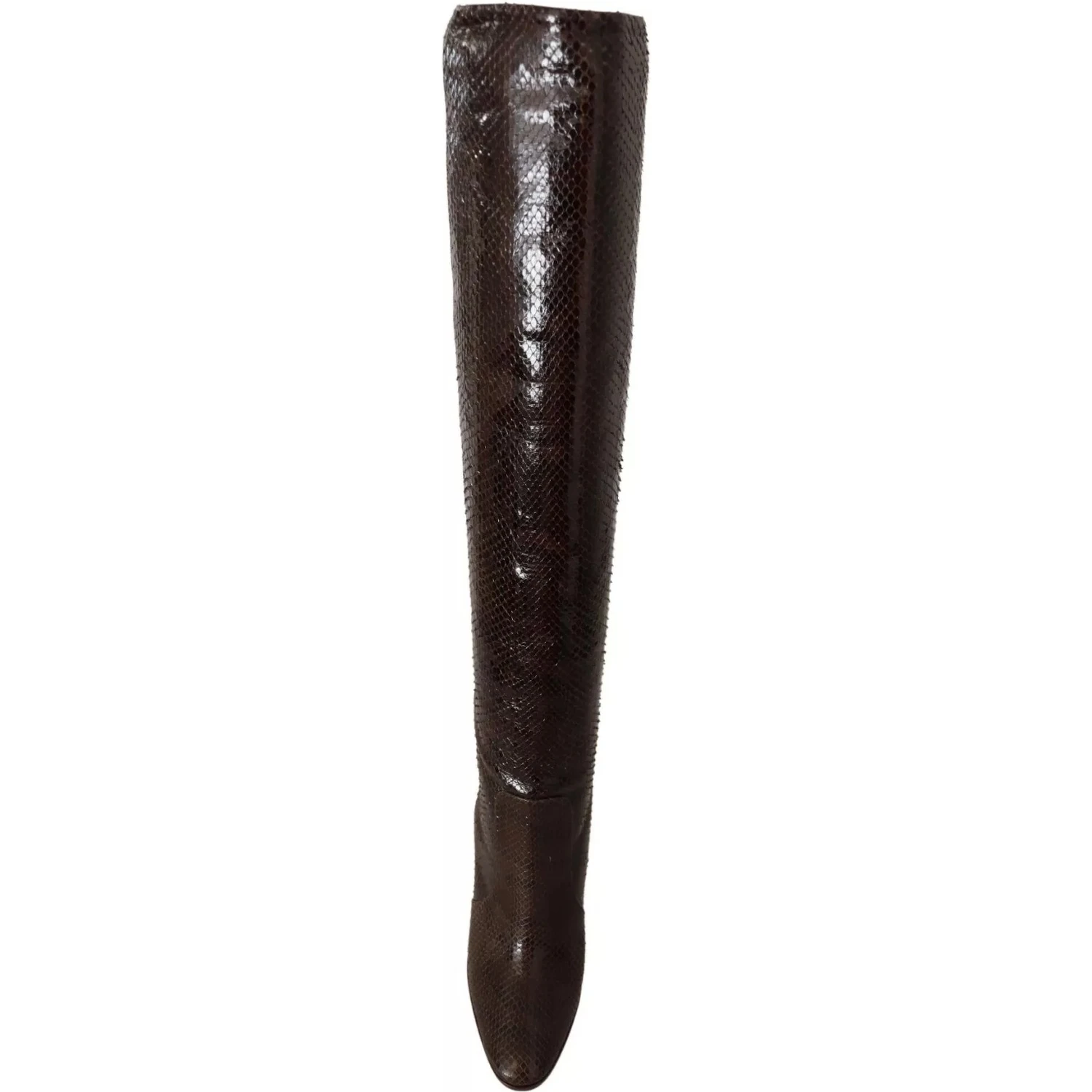 Brown Exotic Leather Heels High Boots Shoes